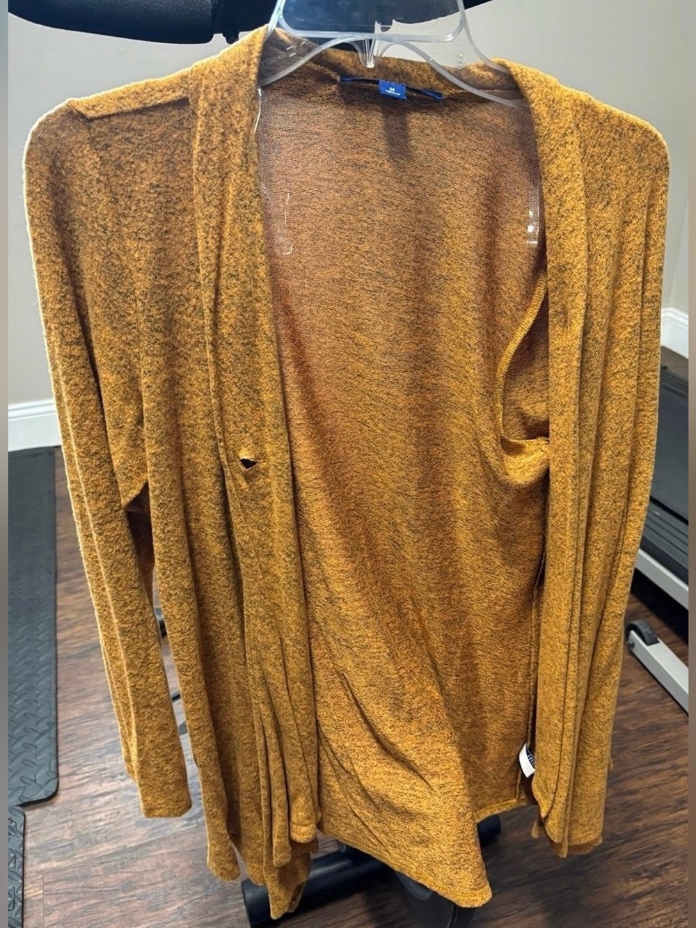 Mustard Open-Front Knit Cardigan